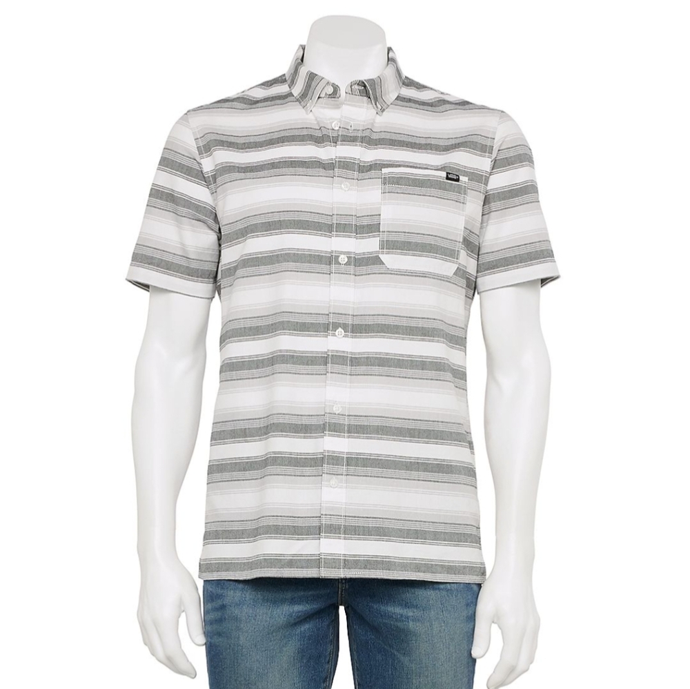 SOLD Vans Horizontal Striped Short Sleeve 100% Cotton Button Down Shirt XLarge